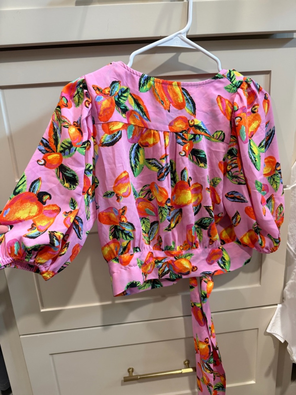 Joie Pink Floral Tie-Front Puff Sleeve Blouse - Picture 3 of 3